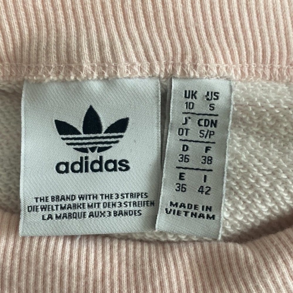 ADIDAS Orginal Camo Cropped Sweatshirt Sweater Pink Gray Size Small - Picture 8 of 10